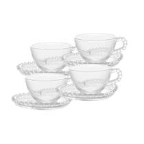 JOGO 4 XICARAS CHA CRISTAL COM PIRES CORACAO PEARL 180ml