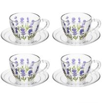 Jogo 4 Xícaras Chá Lavanda Hand Painting 220ml Cristal Lyor Jogo 4 Xícaras Chá Lavanda Hand Painting 220ml Cristal Lyor