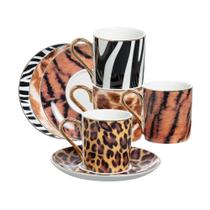 Jogo 4 xícaras de Café Aretha New bone Borda dourada 90ml -L Hermitage