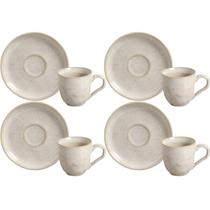 Jogo 4 Xícaras de Café Bio Latte 120ml com Pires Cerâmica Stoneware Porto Brasil Mesa Posta