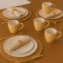 Jogo 4 Xicaras De Cafe Chá Em Porcelana 90ml Bege Rattan Jogo 4 Xicaras De Cafe Chá Em Porcelana 90ml Bege Rattan