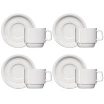 Jogo 4 Xícaras de Café com Pires de Porcelana 65ml Classe Única Iguaçu Germer Branco Jogo 4 Xícaras de Café com Pires de Porcelana 65ml Classe Única Iguaçu Germer Branco