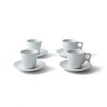 Jogo 4 xícaras de Café e Chá com pires - 190 ml Cabo prático - Porcelana branca Jogo 4 xícaras de Café e Chá com pires - 190 ml Cabo prático - Porcelana branca