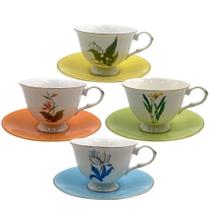 Jogo 4 Xícaras de Café Flora 90ml Jogo 4 Xícaras de Café Flora 90ml