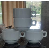 Jogo 4 xícaras de Café hotel - 100ml Empilháveis - kit Porcelana branca (2)