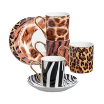 Jogo 4 xícaras de Chá Aretha New bone borda dourada 190ml -L Hermitage