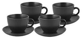 Jogo 4 Xícaras de Chá Cerâmica Preto Marmorizado Jogo 4 Xícaras de Chá Cerâmica Preto Marmorizado