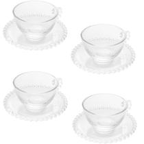 Jogo 4 Xícaras de Chá com Pires Café 180ml Cristal Wolff Pearl Incolor Mesa Posta Jogo 4 Xícaras de Chá com Pires Café 180ml Cristal Wolff Pearl Incolor Mesa Posta
