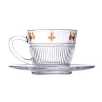 Jogo 4 xícaras de chá Pequenos Voadores Cristal Ambar 180ml -L Hermitage