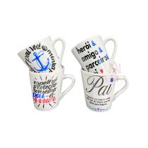 Jogo 4 Xícaras Dia Dos Pais, Porcelana 120 ml, Ideal Para Cestas e Presentes