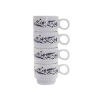 Jogo 4 Xícaras Empilhar 150ML Porcelana Para Café