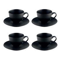 Jogo 4 Xicaras Mimostyle Cha Ceramica - Preto
