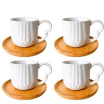 Jogo 4 Xícaras Pires Bambu Oásis 90ml - Haüskraft