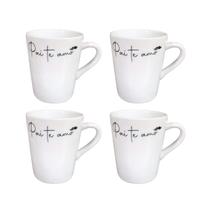 Jogo 4 Xícaras Porcelana 120ml Pai Te Amo Bigode
