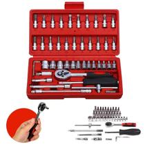 Jogo 46 Ferramentas Chaves Soquetes Catraca Crv Bits 1/4 Jogo 46 Ferramentas Chaves Soquetes Catraca Crv Bits 1/4