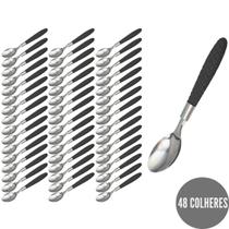 Jogo 48 Talheres Blumenau Preto Colher Cabo Decorado Mesa