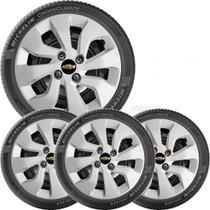 Jogo 4x Calota Gm Onix Prisma Aro 14 com Emblema Preto 373cb
