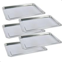 Jogo 5 Bandejas Retangular Aço Inox 45x35cm