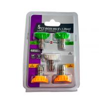 Jogo 5 bicos 055 diam. 1,39mm 2 verdes 25, 2 amarelos 15, 1 branco 40 Jogo 5 bicos 055 diam. 1,39mm 2 verdes 25, 2 amarelos 15, 1 branco 40