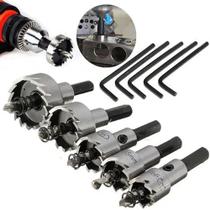 Jogo 5 Brocas Serra Copo Furar chapa Metal Aço Ferro 16 A 30mm profissional Jogo 5 Brocas Serra Copo Furar chapa Metal Aço Ferro 16 A 30mm profissional