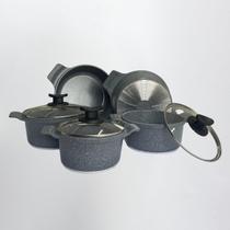 Jogo 5 Caçarolas 16a24cm Silver Forno e Fogão com Tampas de Vidro - Cor: Cinza