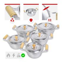 Jogo 5 Caçarolas Abauladas 16a24cm Alumínio Fundido Polido Clássicas