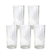Jogo 5 Copos de Vidro Água Suco Vitamina Coquetel Long Drink Multiuso 320ML