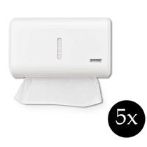 Jogo 5 dispenser porta papel toalha interfolha Premisse papeleira suporte banheiro parede branco - Premisse Urban Compacto