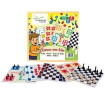 Jogo 5 em 1 Fundamental Brinquedos (Dama, Trilha, Ludo, Jogo da Velha e Dominó) Jogo 5 em 1 Fundamental Brinquedos (Dama, Trilha, Ludo, Jogo da Velha e Dominó)