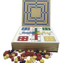 Jogo 5 em 1 Tabuleiro de Madeira Plástico Dama Trilha Ludo Xadrez Jogo da Velha Jogo 5 em 1 Tabuleiro de Madeira Plástico Dama Trilha Ludo Xadrez Jogo da Velha