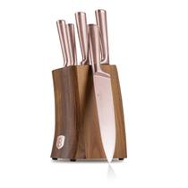 Jogo 5 Facas Suporte madeira acácia Taupe 6 peças Berlinger Haus Jogo 5 Facas Suporte madeira acácia Taupe 6 peças Berlinger Haus