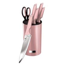Jogo 5 facas + tesoura suporte 7pçs I-Rose Berlinger Haus Kit faqueiro Chef Churrasco Faca de Pão Frutas Legumes Afiado Jogo 5 facas + tesoura suporte 7pçs I-Rose Berlinger Haus Kit faqueiro Chef Churrasco Faca de Pão Frutas Legumes Afiado