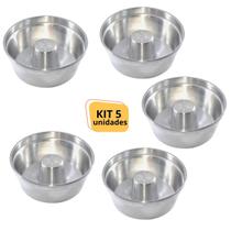 Jogo 5 Formas N20 Assadeira Bolo Pudim Redonda Tubo Alumínio
