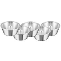 Jogo 5 Formas Redondas Bolo 18 e 20 cm Alumínio Brilhante