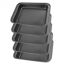 Jogo 5 Formas Retangular Antiaderente Teflon Assadeira Bolo Lasanha Pão Cuca Alta Grande Media Torta