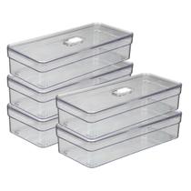 Jogo 5 Organizadores Retangular C/ Tela Para Guardar Alimentos