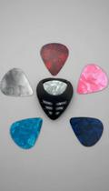 Jogo 5 Palhetas + Porta Palhetas Violão Guitarra Média