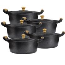 Jogo 5 Panela Alumínio Fundido Craqueada Caçarola Preto 14 ao 22 cm Jogo 5 Panela Alumínio Fundido Craqueada Caçarola Preto 14 ao 22 cm
