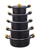 Jogo 5 Panela Alumínio Fundido Craqueada Caçarola Preto Jogo 5 Panela Alumínio Fundido Craqueada Caçarola Preto