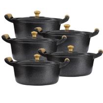 Jogo 5 Panela Alumínio Fundido Craqueada Preto 14 Ao 22 cm Jogo 5 Panela Alumínio Fundido Craqueada Preto 14 Ao 22 cm