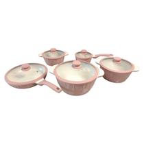 Jogo 5 Panela Grandes Cerâmica Marmoriza Indução