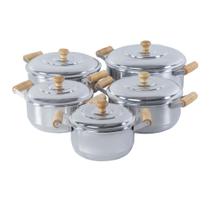 Jogo 5 Panela Polido Alumínio Leve Resistente