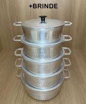 Jogo 5 Panelas Alumínio Batido Fundido Grosso Tampa Grossa 16 Ao 24