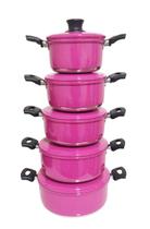 Jogo 5 Panelas Alumínio Grosso Resistente Rosa Pig Belmar