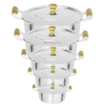 Jogo 5 Panelas Caçarola Grossa De Alumínio Batido Polido Fundido Jogo 5 Panelas Caçarola Grossa De Alumínio Batido Polido Fundido