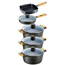 Jogo 5 Pçs 3 Caçarolas E 2 Frigideira Ferro - Panela Mineira