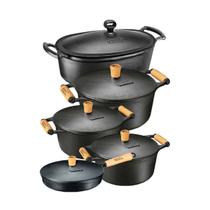 Jogo 5 Pçs 4 Caçarolas E 1 Frigideira Ferro Panela Mineira