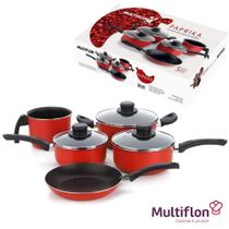 Jogo 5 pçs Aluminio Antiaderente Vermelho Paprika Multiflon