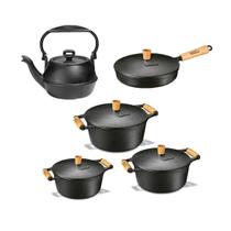 Jogo 5 Pçs3 Caçarolas, 1 Chaleira E 1 Frigideira De Ferro