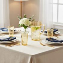 Jogo 5 peças jarra 1,250ml vidro gold copos 470ml ambar agua suco drinks